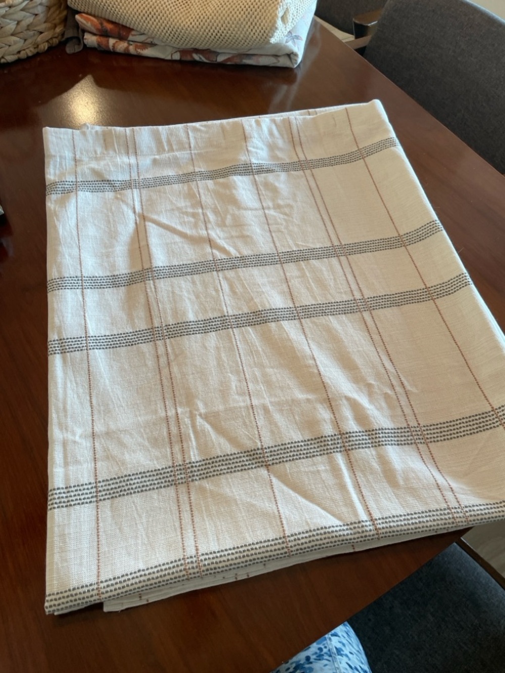 Threshold Cream Shower Curtain with Gray and Brown Stripes